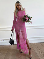 Rhinestones Mesh Party Dress