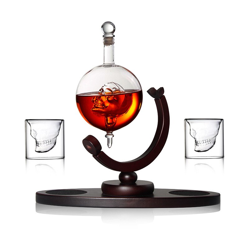 Glass Skull Bottle Set Whiskey