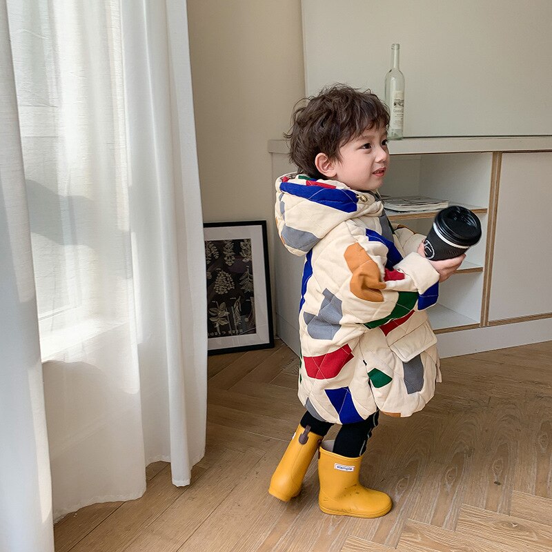 Geometric Pattern CottonJacket Coat