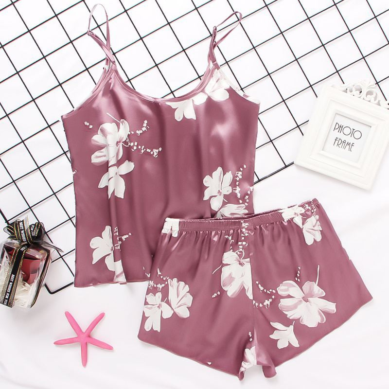 Silk Satin Floral Pajama Set