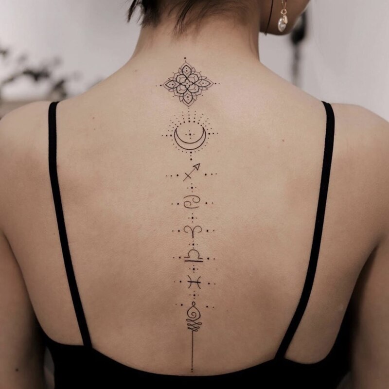 Rune Tattoo Back Spine Sticker