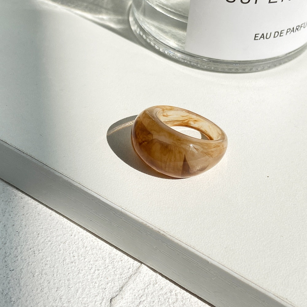 Transparent Resin Geometric Ring