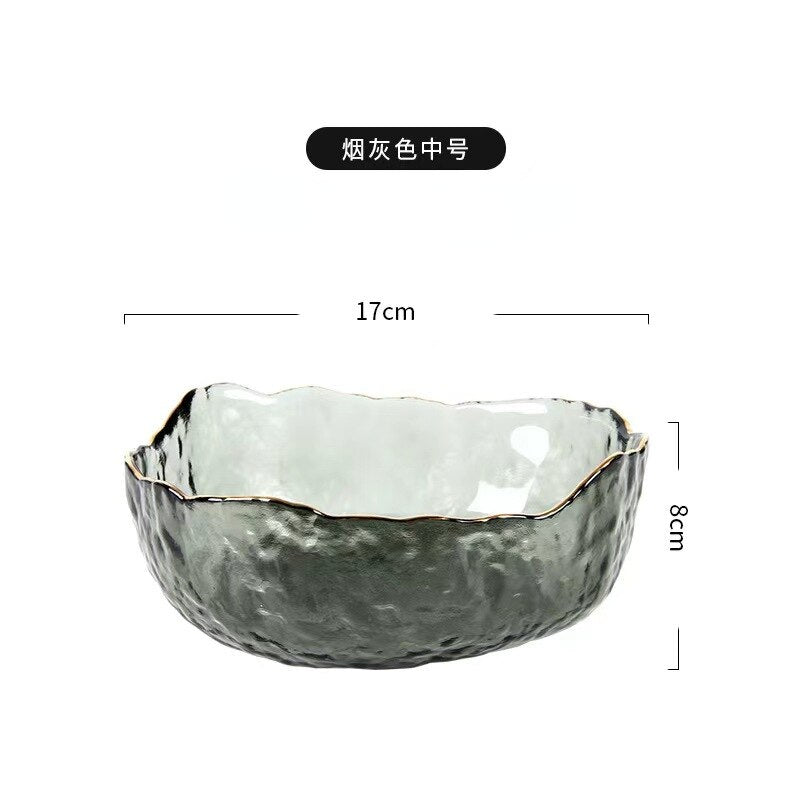 Irregular Gold  Glass Salad Bowl (6 Colors)
