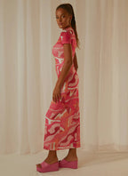 Pink Graphic Print Maxi Dress