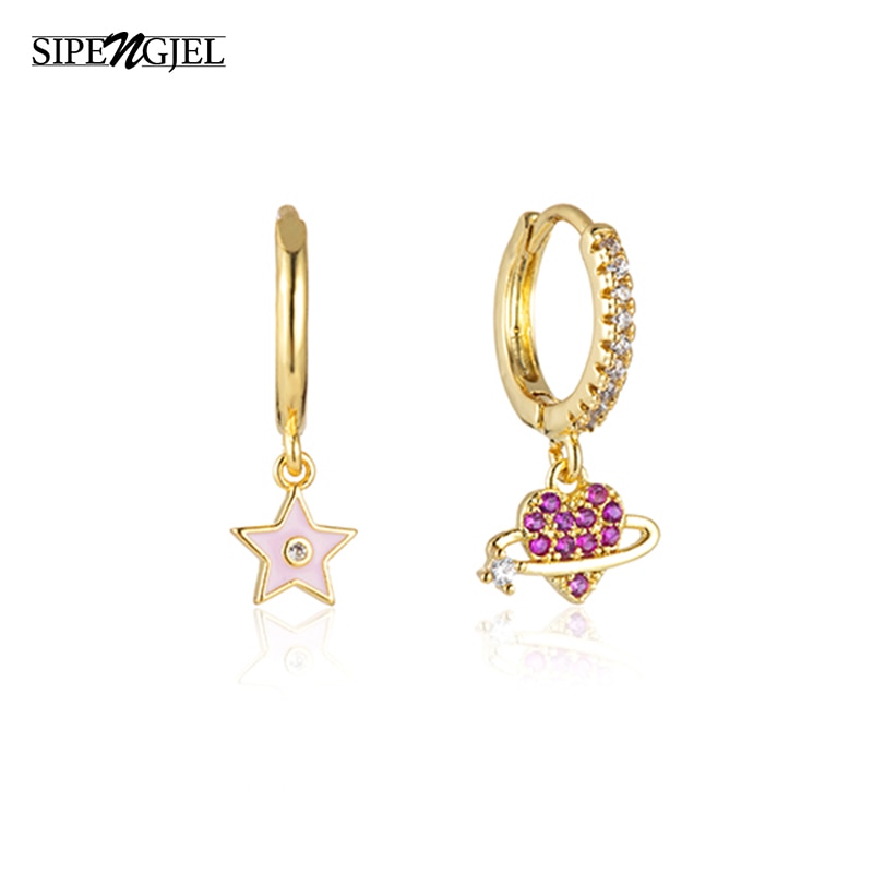 Star Heart Rhinestone Earring