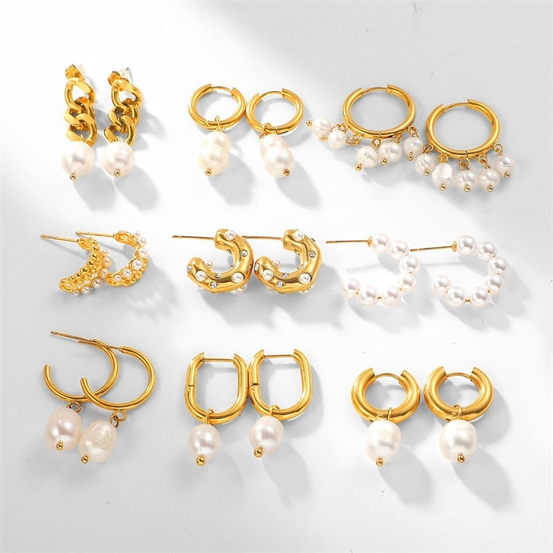 Pearl Stainless Steel Earrings