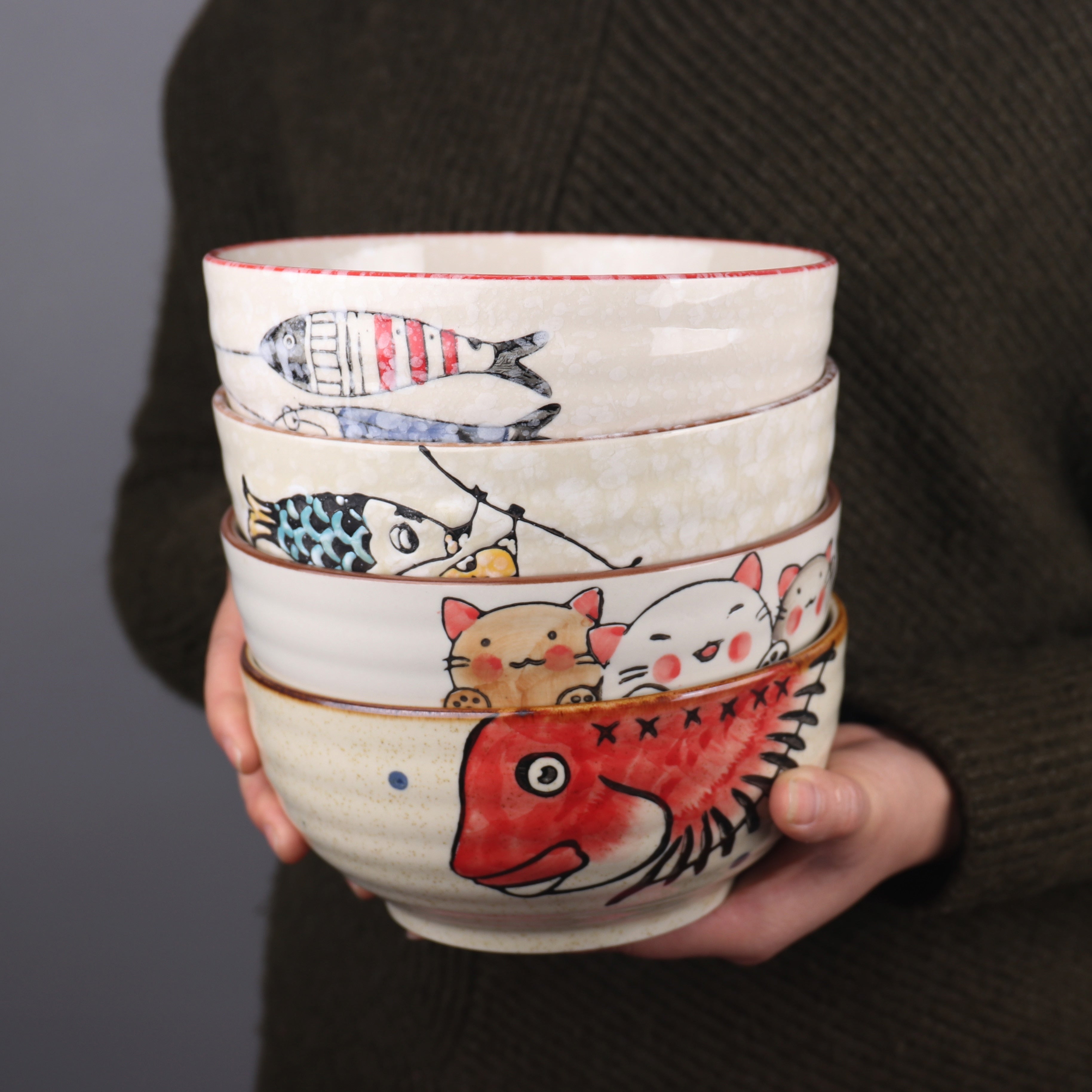 Japanese Hand-Painted 7-inch Ceramic Ramen Bowl