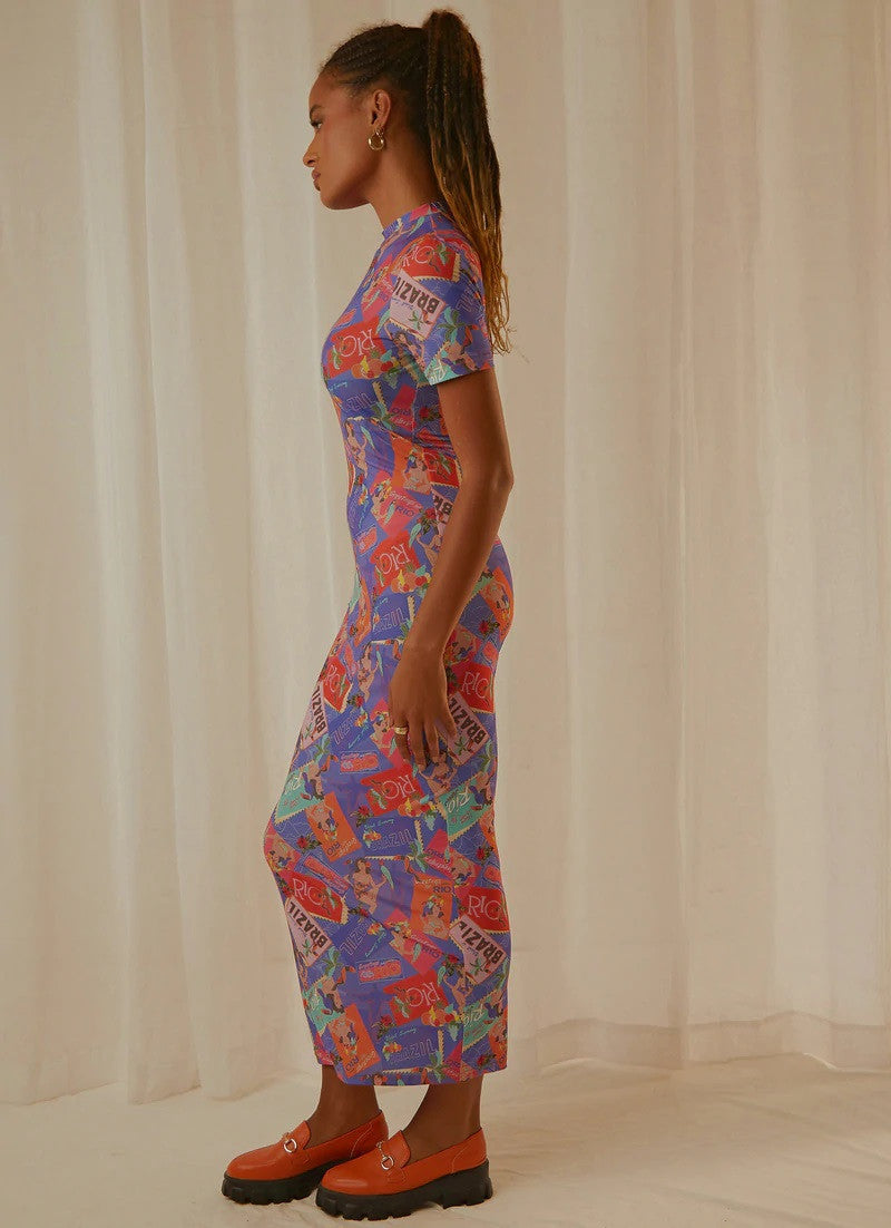 Multicolor Graphic Print Maxi Dress