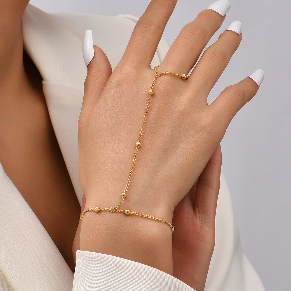 Gold Chain Bracelet Ring