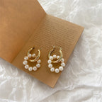 Pearl Gold Hoop Earrings