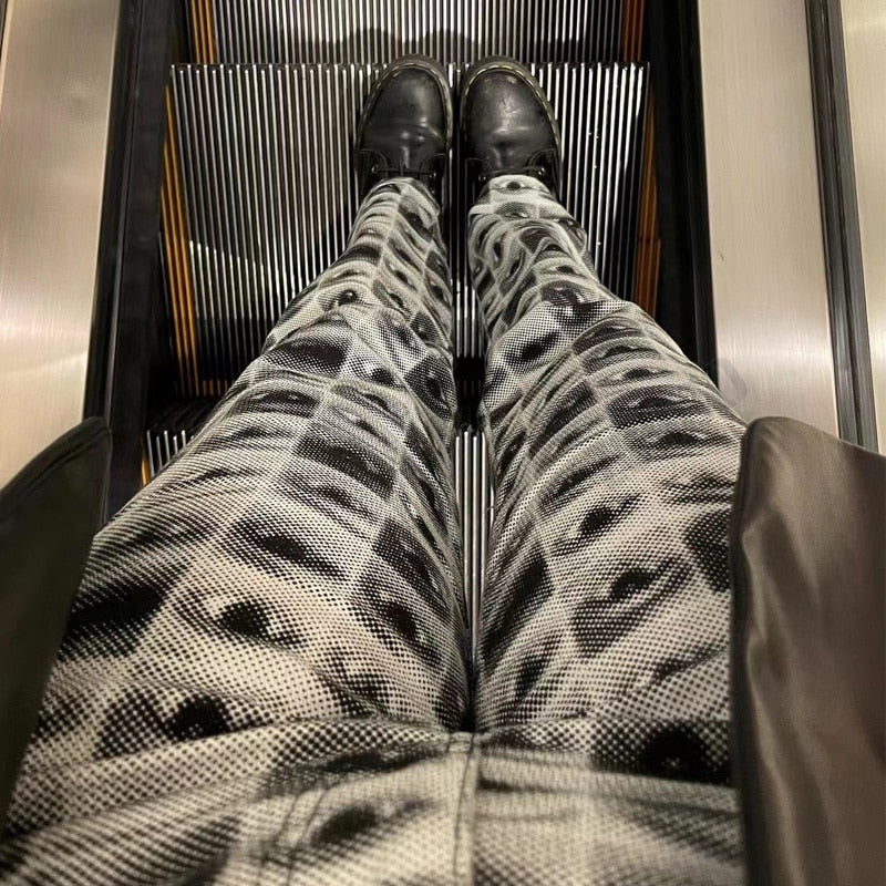 Eye Print High Waist Side Leg Pants