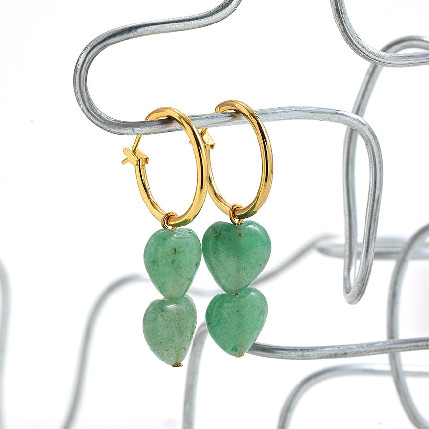 Natural Stone Hoop Earrings