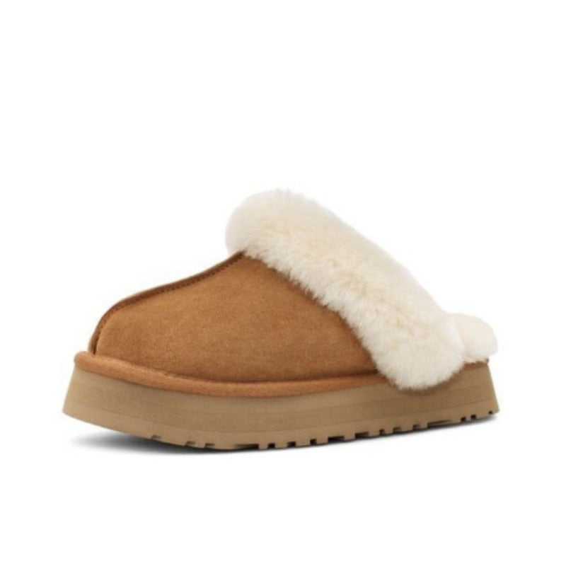 Plush Cotton Platform Slippers