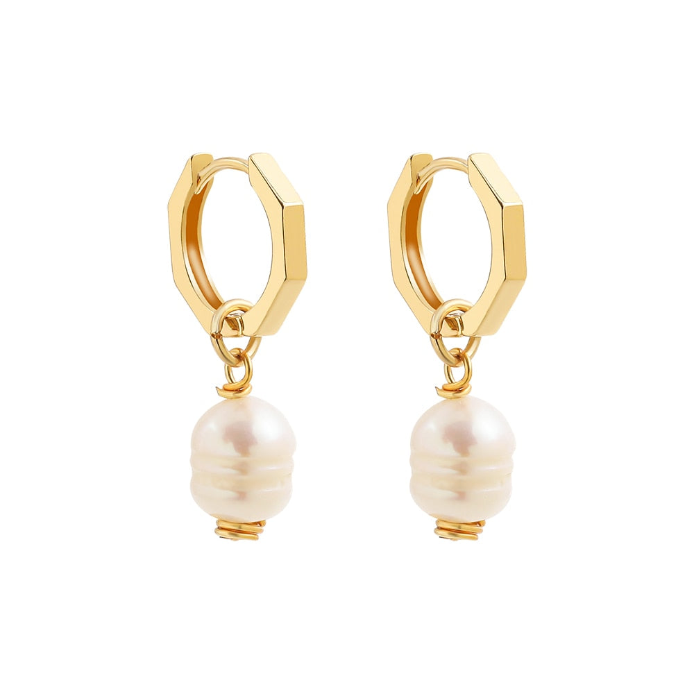 Natural Stone Hoop Earrings
