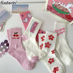 Pink Casual Socks Flower