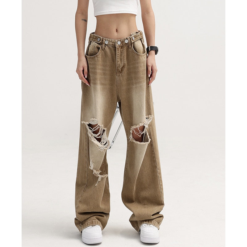Khaki Wide Leg Jeans