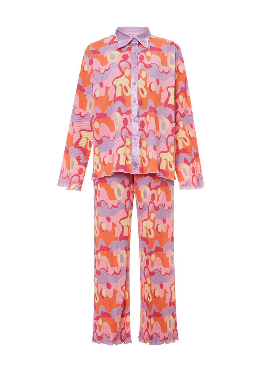 Purple/Orange Graphic PrintTwo Piece Set