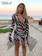 Print Long Sleeve Mini Dress