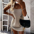 Knit V Neck Mini Dress