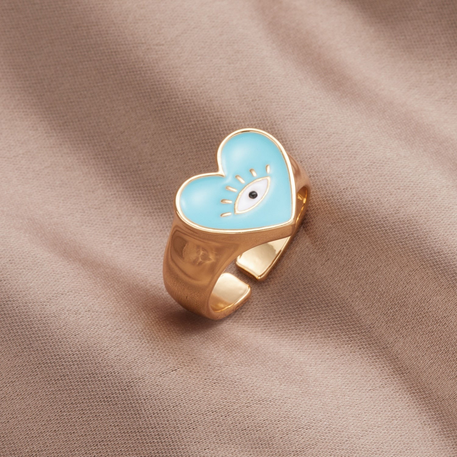 Turkish Lucky Love Heart Evil Eye Ring
