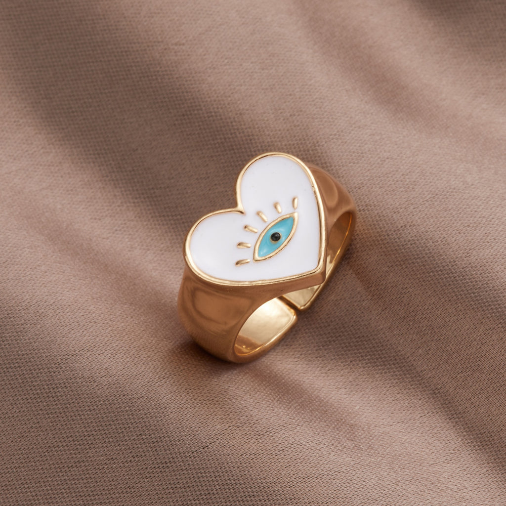 Turkish Lucky Love Heart Evil Eye Ring