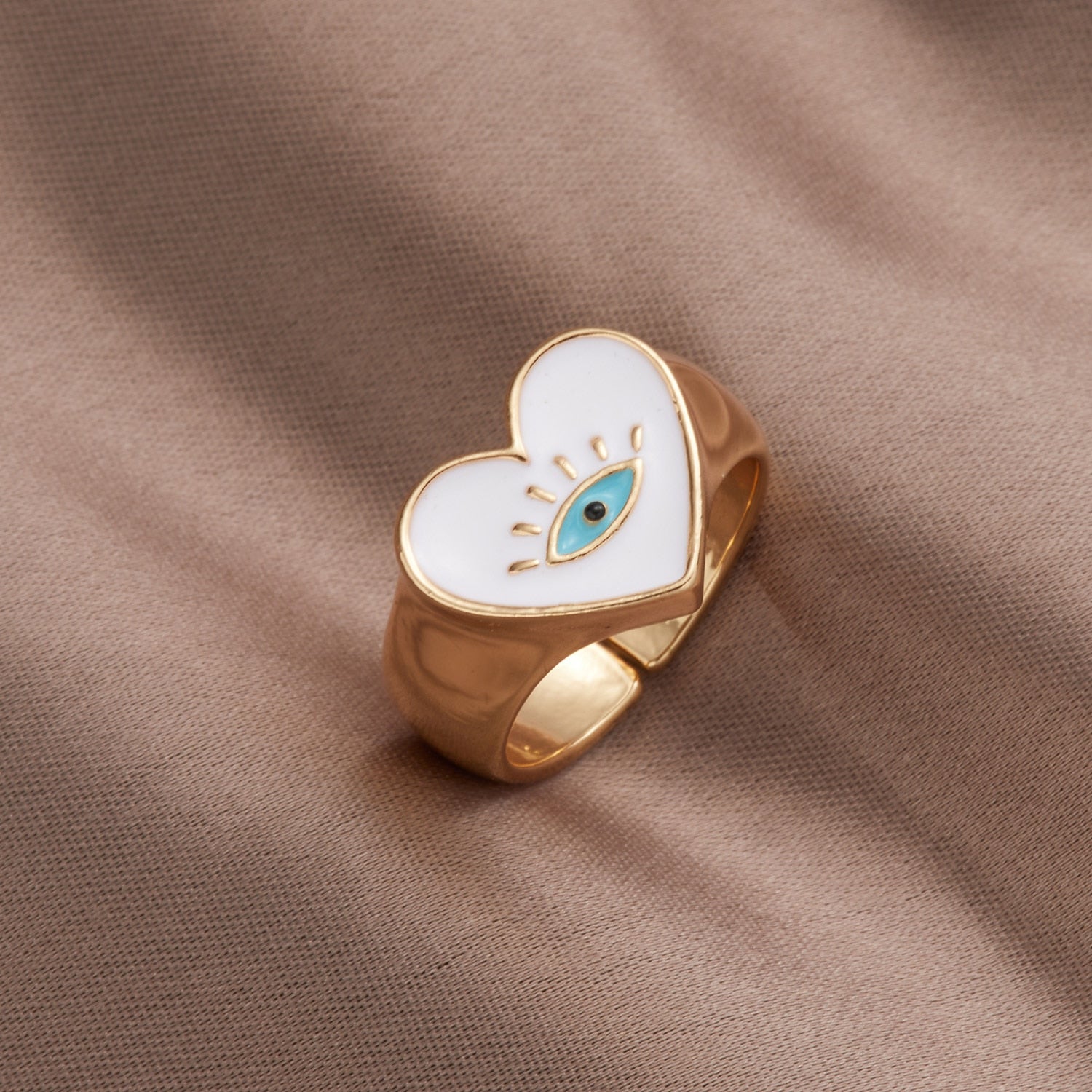 Turkish Lucky Love Heart Evil Eye Ring