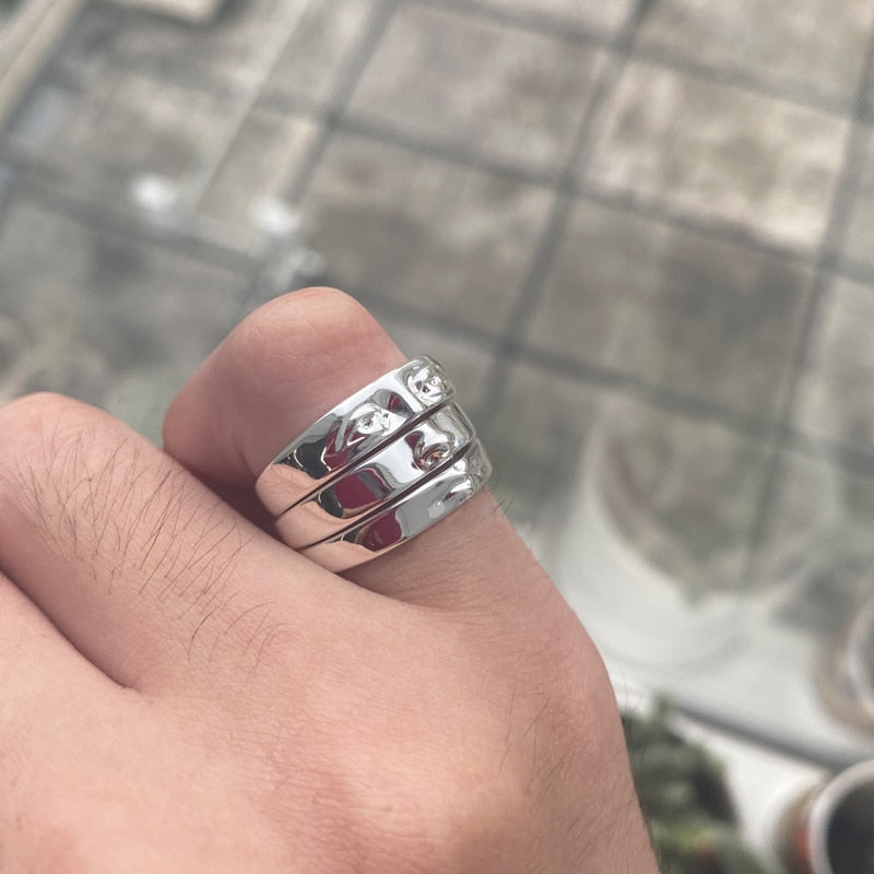 Gold Plated Face Three Stack Ring Set