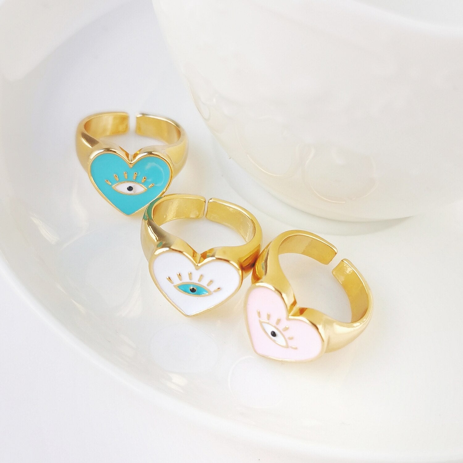 Turkish Lucky Love Heart Evil Eye Ring