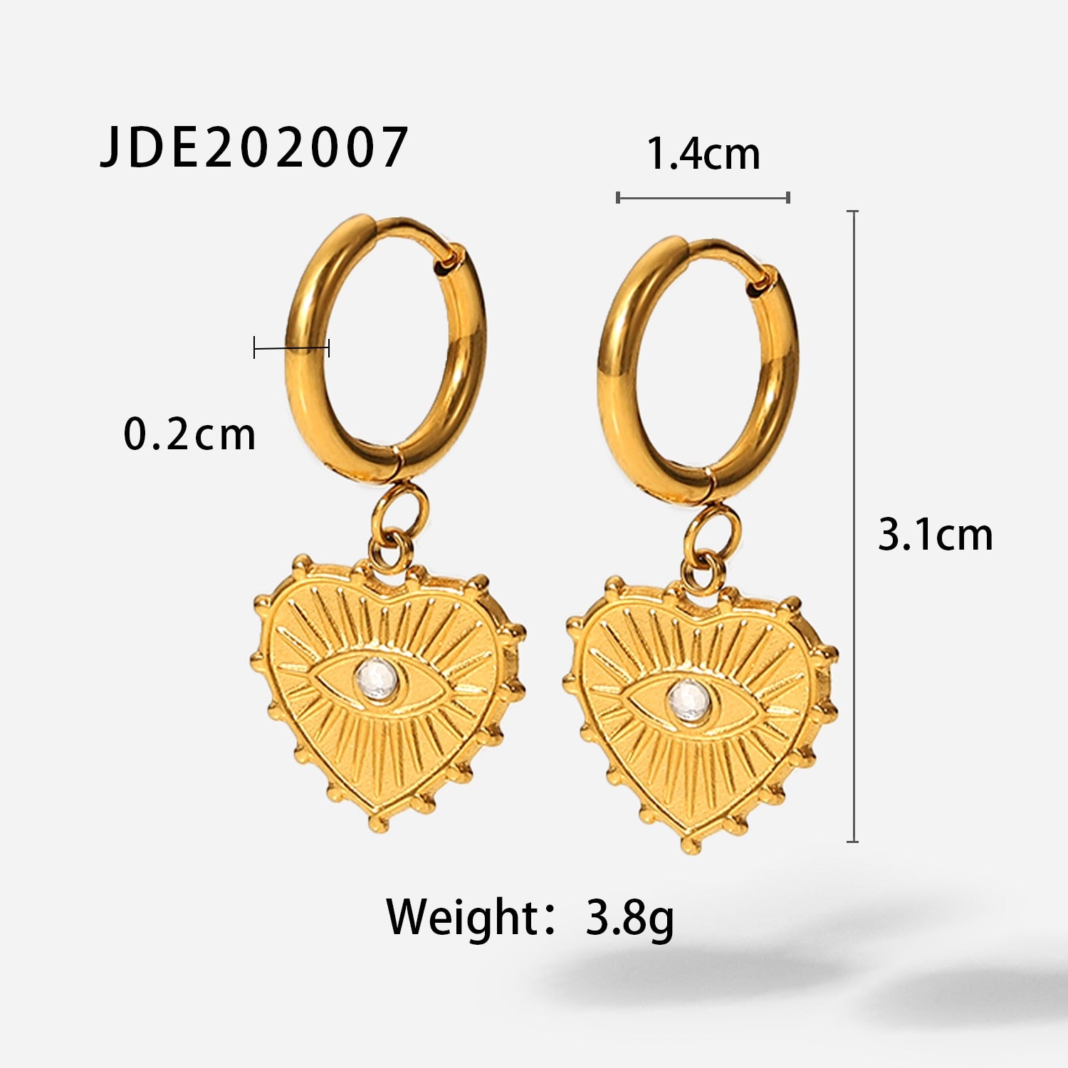 Eyes Heart Shaped Gold Earring