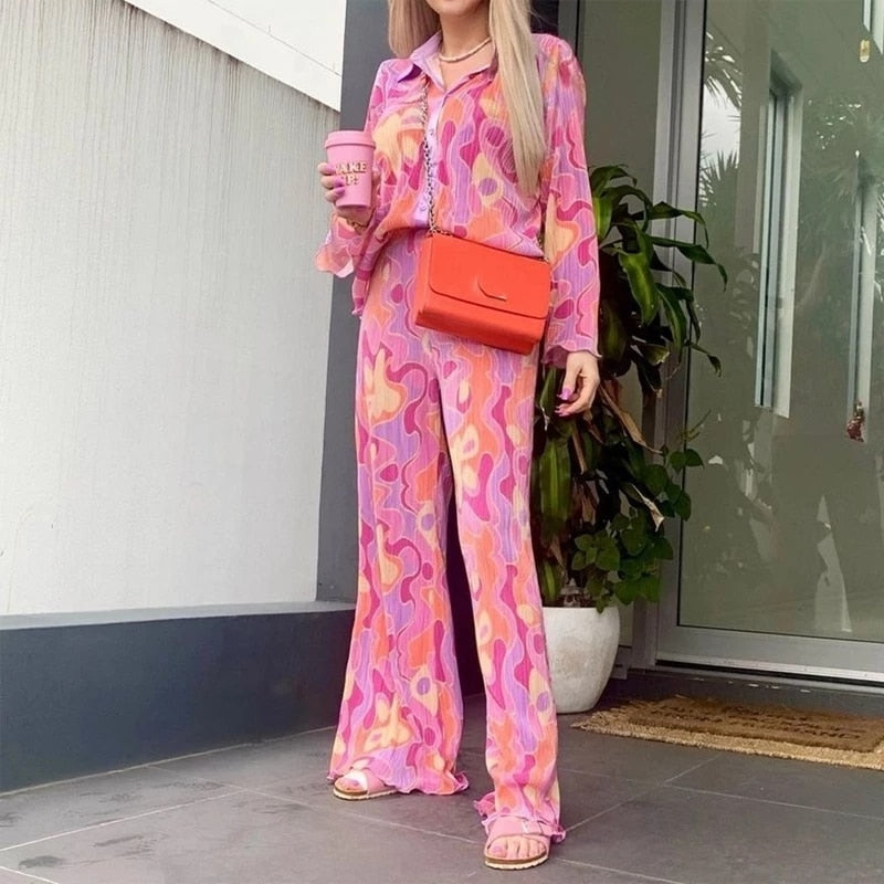 Purple/Orange Graphic PrintTwo Piece Set