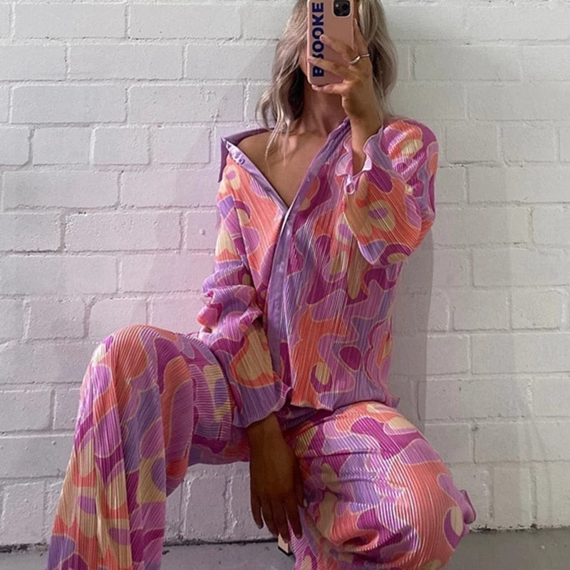 Purple/Orange Graphic PrintTwo Piece Set