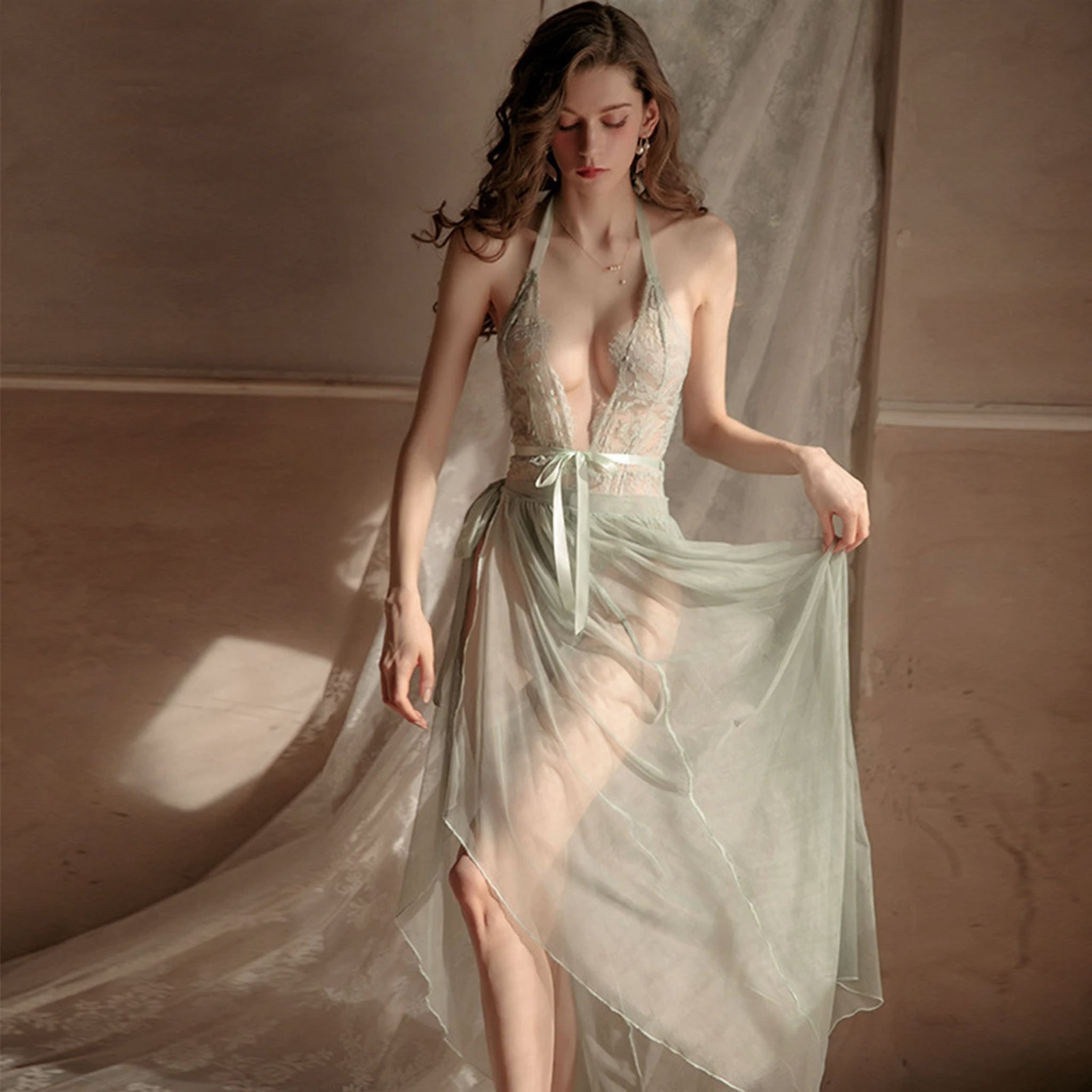 Lingerie See Through Bodysuit+Nightgown