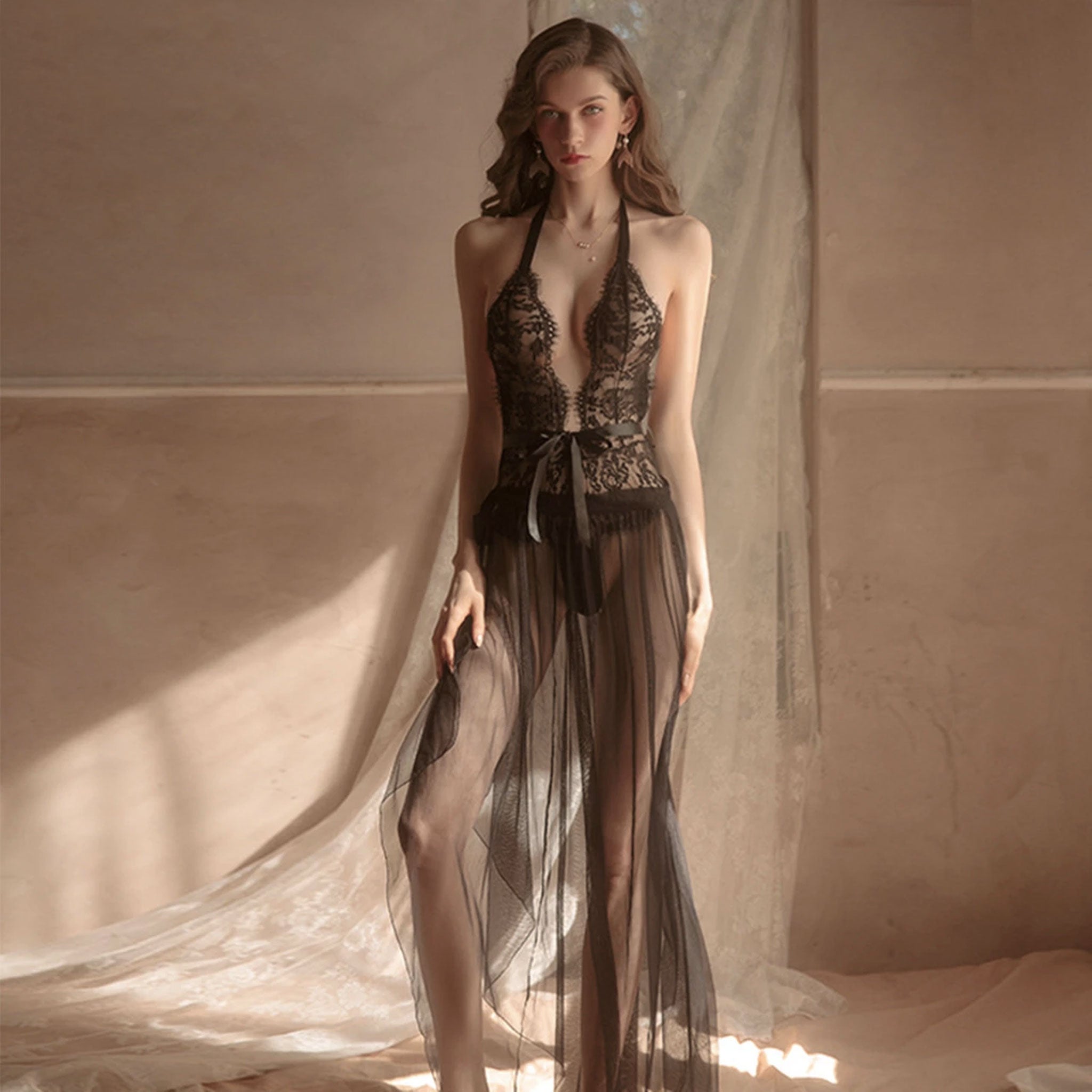 Lingerie See Through Bodysuit+Nightgown