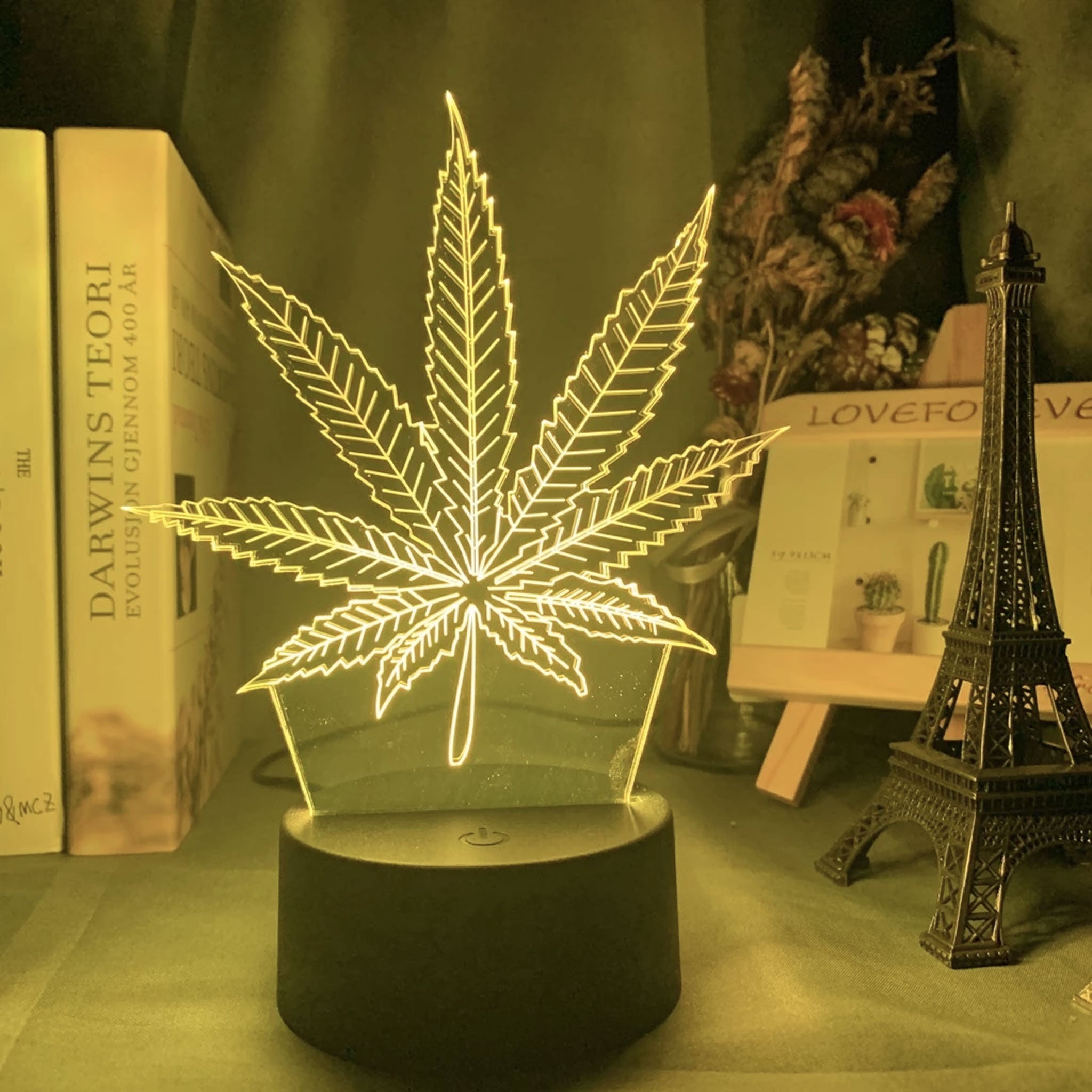 Acrylic Led Night Light Weed Lamp